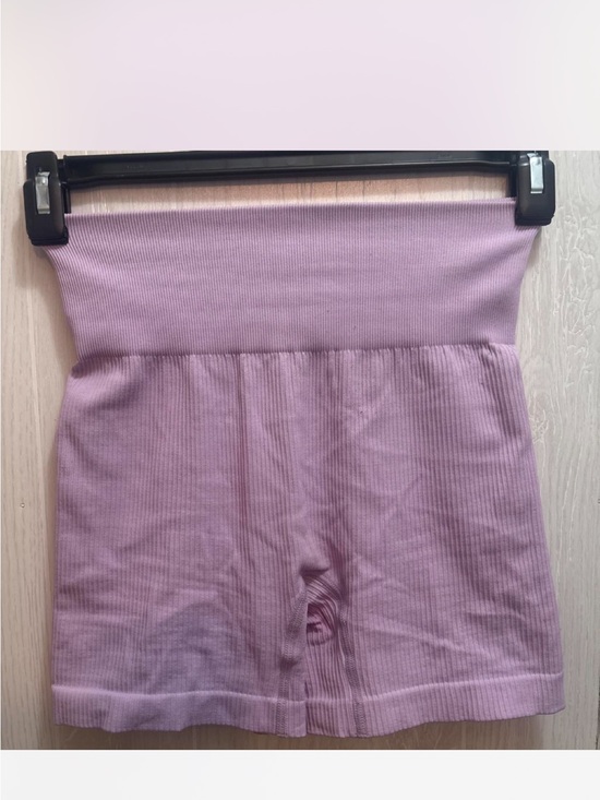 OQQ Pants - High-Waist Lavender Ribbed Bike Shorts